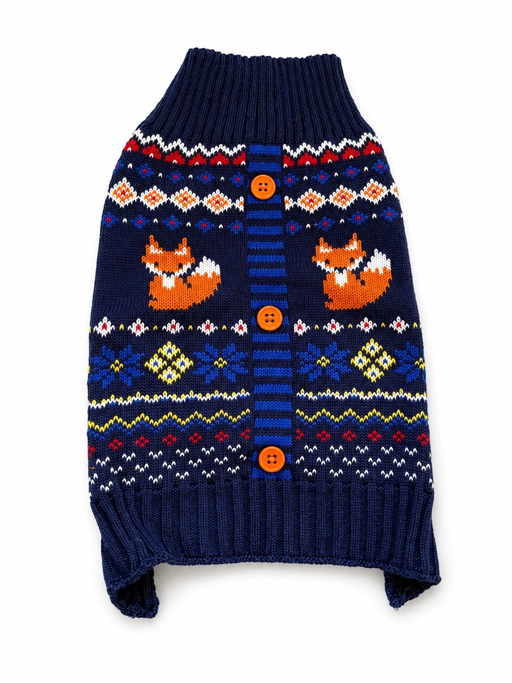 Small Dog Fox Fair Isle Knit Sweater / Dog Pullover Coat